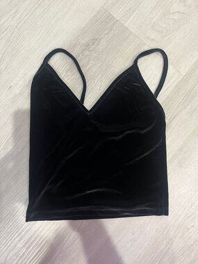 Brandy Melville Black Velvet V-Neck Cami